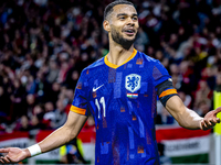 Netherlands forward Cody Gakpo plays during the match between Hungary and the Netherlands at the Puskas Arena for the UEFA Nations League se...