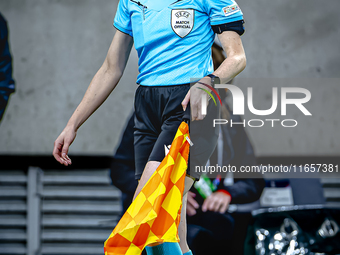 Assistant referee Susann Kung officiates during the match between Hungary and the Netherlands at the Puskas Arena for the UEFA Nations Leagu...