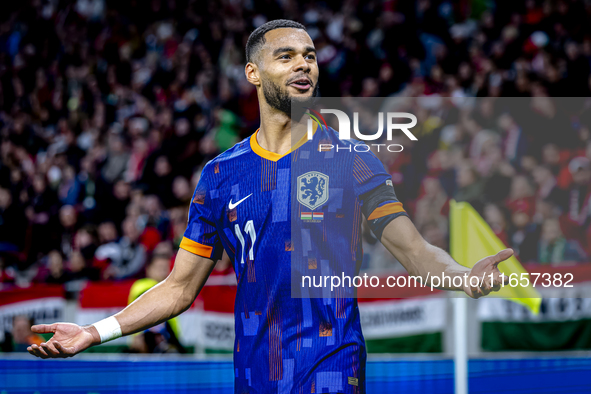 Netherlands forward Cody Gakpo plays during the match between Hungary and the Netherlands at the Puskas Arena for the UEFA Nations League se...