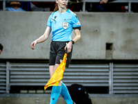 Assistant referee Susann Kung officiates during the match between Hungary and the Netherlands at the Puskas Arena for the UEFA Nations Leagu...