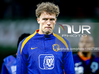 Netherlands midfielder Mats Wieffer plays during the match between Hungary and the Netherlands at the Puskas Arena for the UEFA Nations Leag...