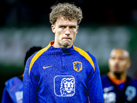 Netherlands midfielder Mats Wieffer plays during the match between Hungary and the Netherlands at the Puskas Arena for the UEFA Nations Leag...