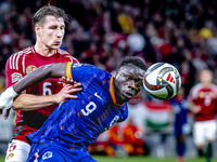 Hungary defender Willi Orban and Netherlands forward Brian Brobbey play during the match between Hungary and the Netherlands at the Puskas A...