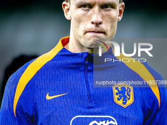 Netherlands midfielder Mats Wieffer plays during the match between Hungary and the Netherlands at the Puskas Arena for the UEFA Nations Leag...