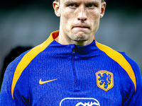 Netherlands midfielder Mats Wieffer plays during the match between Hungary and the Netherlands at the Puskas Arena for the UEFA Nations Leag...