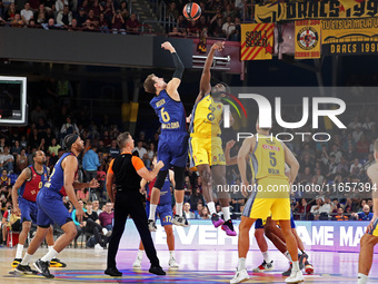 Jan Vesely and Trevion Williams play during the match between FC Barcelona and Alba Berlin, corresponding to week 2 of the Turkish Airlines...