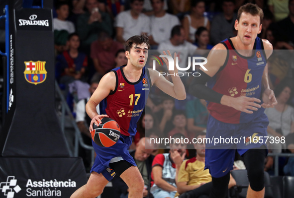 Juan Nunez plays during the match between FC Barcelona and Alba Berlin, corresponding to week 2 of the Turkish Airlines Euroleague, at the P...