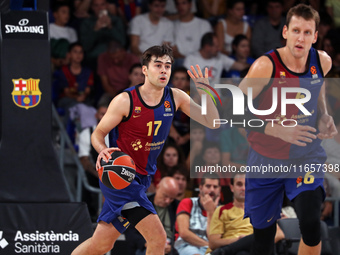 Juan Nunez plays during the match between FC Barcelona and Alba Berlin, corresponding to week 2 of the Turkish Airlines Euroleague, at the P...