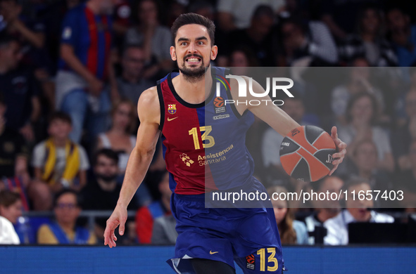 Tomas Satoransky plays during the match between FC Barcelona and Alba Berlin, corresponding to week 2 of the Turkish Airlines Euroleague, at...