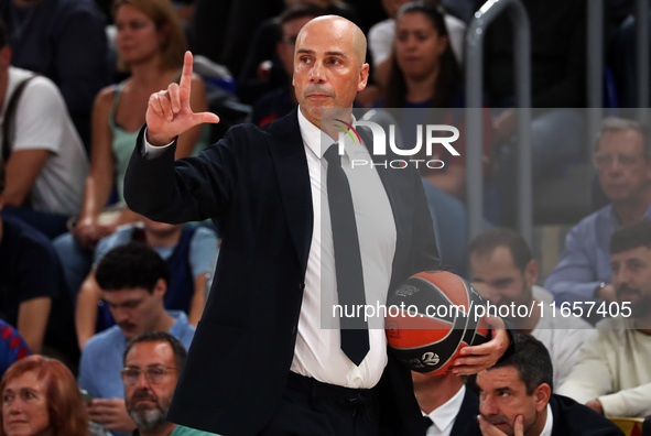 Joan Penarroya coaches during the match between FC Barcelona and Alba Berlin, corresponding to week 2 of the Turkish Airlines Euroleague, at...