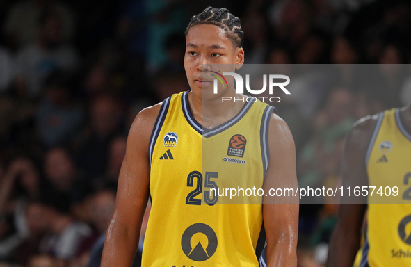 Elias Rapieque plays during the match between FC Barcelona and Alba Berlin, corresponding to week 2 of the Turkish Airlines Euroleague, at t...