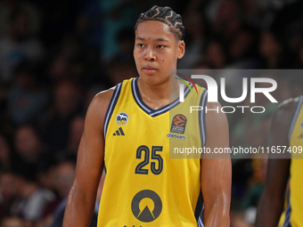 Elias Rapieque plays during the match between FC Barcelona and Alba Berlin, corresponding to week 2 of the Turkish Airlines Euroleague, at t...