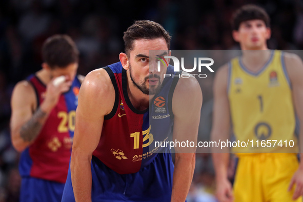 Tomas Satoransky plays during the match between FC Barcelona and Alba Berlin, corresponding to week 2 of the Turkish Airlines Euroleague, at...