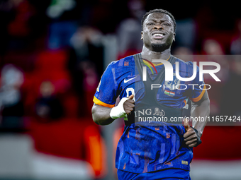 Netherlands forward Brian Brobbey plays during the match between Hungary and the Netherlands at the Puskas Arena for the UEFA Nations League...