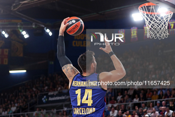 Willy Hernangomez plays during the match between FC Barcelona and Alba Berlin, corresponding to week 2 of the Turkish Airlines Euroleague, a...