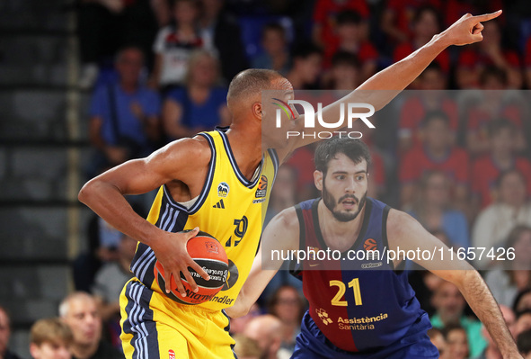 Elias Rapieque and Alex Abrines play during the match between FC Barcelona and Alba Berlin, corresponding to week 2 of the Turkish Airlines...