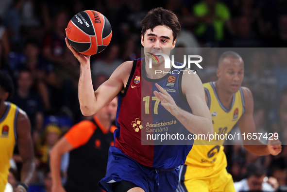 Juan Nunez plays during the match between FC Barcelona and Alba Berlin, corresponding to week 2 of the Turkish Airlines Euroleague, at the P...