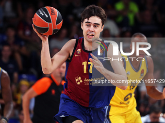 Juan Nunez plays during the match between FC Barcelona and Alba Berlin, corresponding to week 2 of the Turkish Airlines Euroleague, at the P...