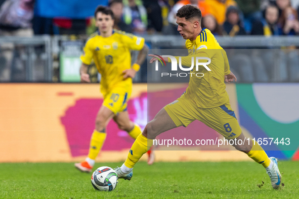 Budu Zivzivadze is playing during the  UEFA Nations League 2024 League B Group B1 match between Ukraine and Georgia , at the Poznan Arena in...