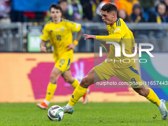 Budu Zivzivadze is playing during the  UEFA Nations League 2024 League B Group B1 match between Ukraine and Georgia , at the Poznan Arena in...