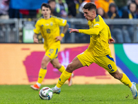 Budu Zivzivadze is playing during the  UEFA Nations League 2024 League B Group B1 match between Ukraine and Georgia , at the Poznan Arena in...