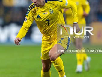 Mykhailo Mudryk is playing during the  UEFA Nations League 2024 League B Group B1 match between Ukraine and Georgia , at the Poznan Arena in...