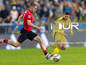 Giorgi Chakvetadze, Georgiy Sudakov are playing during the  UEFA Nations League 2024 League B Group B1 match between Ukraine and Georgia , a...