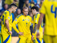 Oleksii Hutsuliak, Mykhailo Mudryk, Mykola Shaparenko are playing during the  UEFA Nations League 2024 League B Group B1 match between Ukrai...