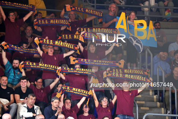 FC Barcelona supporters attend the match between FC Barcelona and Alba Berlin, corresponding to week 2 of the Turkish Airlines Euroleague, a...