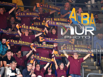 FC Barcelona supporters attend the match between FC Barcelona and Alba Berlin, corresponding to week 2 of the Turkish Airlines Euroleague, a...