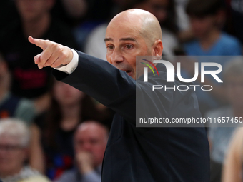 Joan Penarroya coaches during the match between FC Barcelona and Alba Berlin, corresponding to week 2 of the Turkish Airlines Euroleague, at...