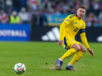 Mykola Matviyenko is playing during the  UEFA Nations League 2024 League B Group B1 match between Ukraine and Georgia , at the Poznan Arena...