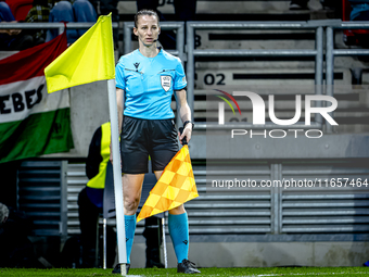 Assistant referee Susann Kung officiates during the match between Hungary and the Netherlands at the Puskas Arena for the UEFA Nations Leagu...