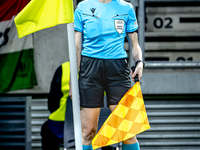 Assistant referee Susann Kung officiates during the match between Hungary and the Netherlands at the Puskas Arena for the UEFA Nations Leagu...