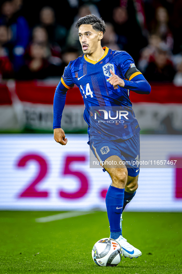 Netherlands midfielder Tijani Reijnders plays during the match between Hungary and the Netherlands at the Puskas Arena for the UEFA Nations...