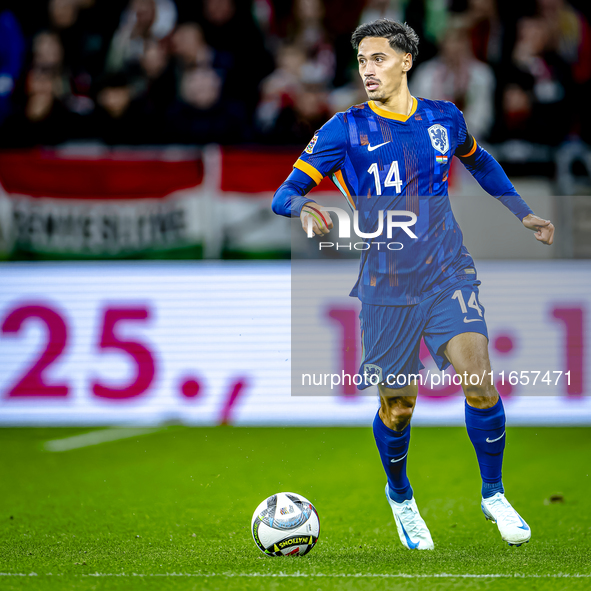 Netherlands midfielder Tijani Reijnders plays during the match between Hungary and the Netherlands at the Puskas Arena for the UEFA Nations...