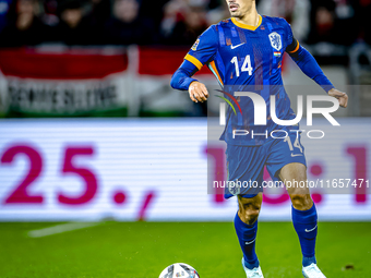 Netherlands midfielder Tijani Reijnders plays during the match between Hungary and the Netherlands at the Puskas Arena for the UEFA Nations...