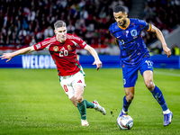 Hungary forward Roland Sallai and Netherlands forward Cody Gakpo participate in the match between Hungary and the Netherlands at the Puskas...