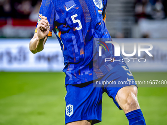 Netherlands defender Mickey van de Ven plays during the match between Hungary and the Netherlands at the Puskas Arena for the UEFA Nations L...