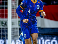 Netherlands defender Virgil van Dijk plays during the match between Hungary and the Netherlands at the Puskas Arena for the UEFA Nations Lea...