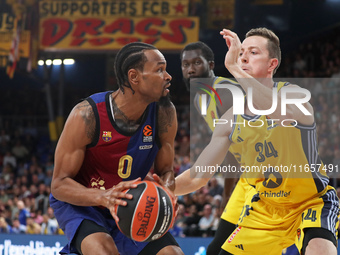 Kevin Punter and Justin Bean play during the match between FC Barcelona and Alba Berlin, corresponding to week 2 of the Turkish Airlines Eur...