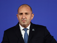 President of Bulgaria Rumen Radev speaks during Arraiolos Group meeting in Krakow, Poland on October 11, 2024. (