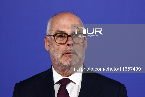 President of Estonia Alar Karis speaks during Arraiolos Group meeting in Krakow, Poland on October 11, 2024. 