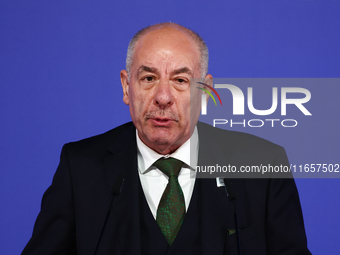 President of Hungary Tamas Sulyok speaks during Arraiolos Group meeting in Krakow, Poland on October 11, 2024. (