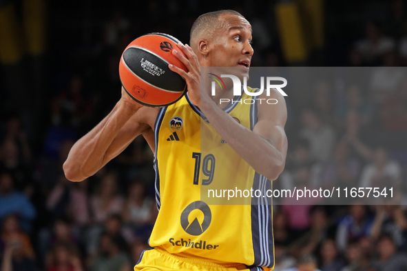 Louis Olinde plays during the match between FC Barcelona and Alba Berlin, corresponding to week 2 of the Turkish Airlines Euroleague, at the...