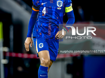 Netherlands defender Virgil van Dijk plays during the match between Hungary and the Netherlands at the Puskas Arena for the UEFA Nations Lea...