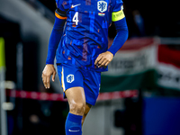 Netherlands defender Virgil van Dijk plays during the match between Hungary and the Netherlands at the Puskas Arena for the UEFA Nations Lea...