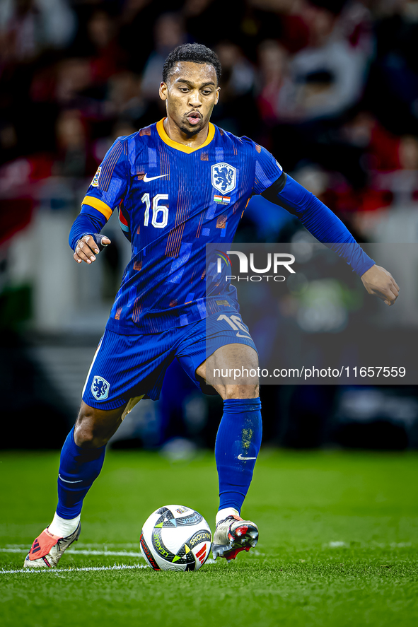 Netherlands midfielder Quinten Timber plays during the match between Hungary and the Netherlands at the Puskas Arena for the UEFA Nations Le...