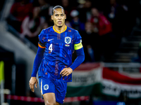 Netherlands defender Virgil van Dijk plays during the match between Hungary and the Netherlands at the Puskas Arena for the UEFA Nations Lea...