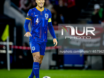 Netherlands defender Virgil van Dijk plays during the match between Hungary and the Netherlands at the Puskas Arena for the UEFA Nations Lea...